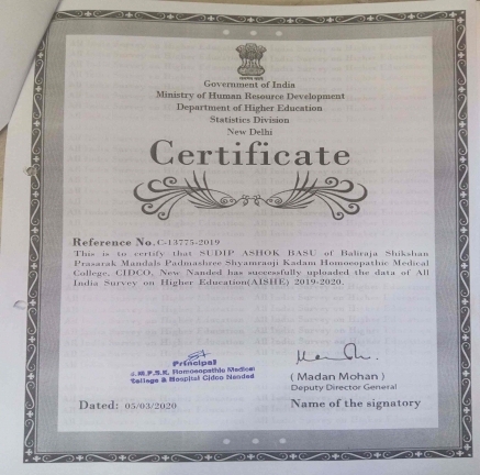 All India Survey Higher Education Certificates